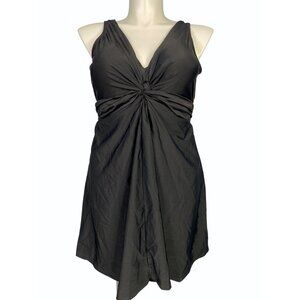 Shapermint Womens 4XL Essentials Knot-Front Swim Dress Black New
